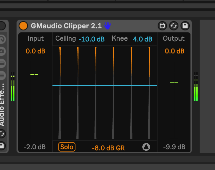 GMaudio Clipper reducing snare peak level
