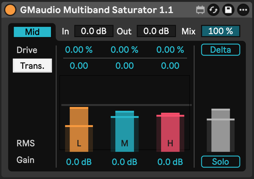 Multiband Saturator Mid channel view