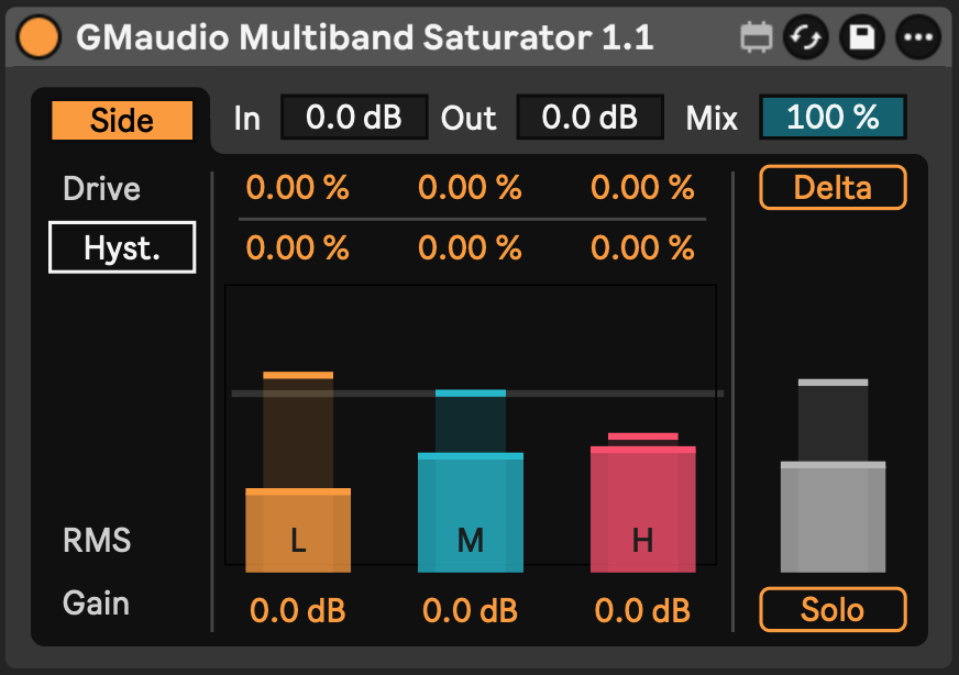 Multiband Saturator Side channel view