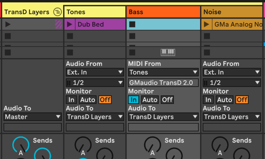 Bass synth MIDI-triggered by TransD